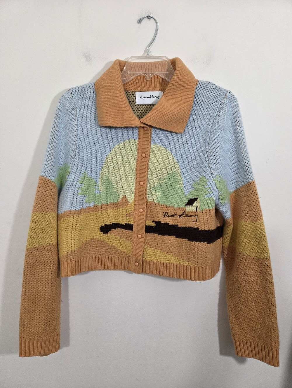 House of Sunny Daybreak Cardigan Sweater Retro Boho Size 10 US Sunrise Colorful - Picture 9 of 9
